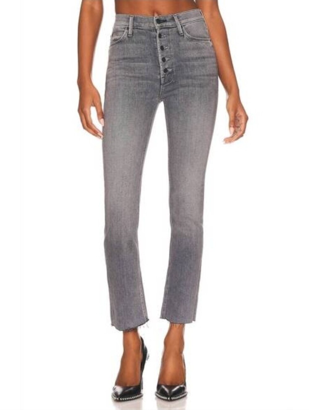 MOTHER The Pixie Dazzler Ankle Fray Digging Up Dirt High Rise Stretch Womens 26